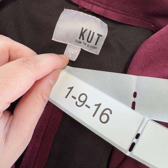 Kut from the Kloth Jacket Womens Small Red Carina Faux Suede Moto Jacket - Picture 6 of 10